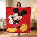 Disney Classic 2026 New Mickey Iconic Red Fleece Blend Cozy Throw Blanket, Anti-Fade Cartoon Graphic Blanket, Multi-Size Bedding for Home Bedroom Sofa, Holiday Gift, Fluffy Soft Bedding Accessory, Bedroom Sofa Blanket