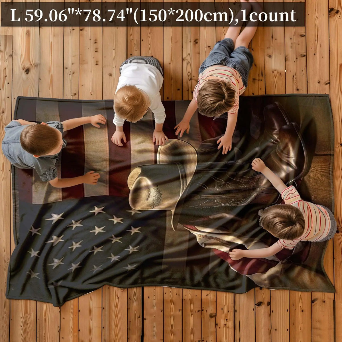 American Flag & Cowboy Hat Pattern Blanket, Western Blanket, Printed Blankets, Graphic Throw Blanket, 1 Count Soft Throw Blanket, Air-conditioned Room Blanket for Home Office Travel Camping