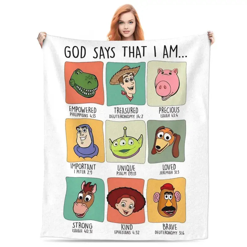 Disney Toy Story Cartoon Theme Warm Throw Blanket - Anti-Fade Character Collage Print, Flannel Weave Soft Fleece, Home Decor for Living Room Sofa/Bed, Christmas Gift, Home Decor Blanket
