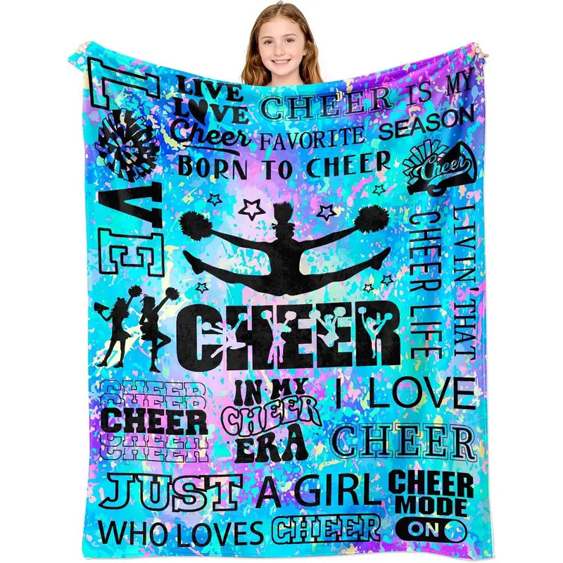 [Back to School] Women's 100% Polyester Breathable Fleece Cheerleading Throw Blanket - 80x60 in Single-Sided Printed, Ideal for Christmas, Valentine, Anniversary Gifts, Home/Beds Holiday Themes, Sohochic