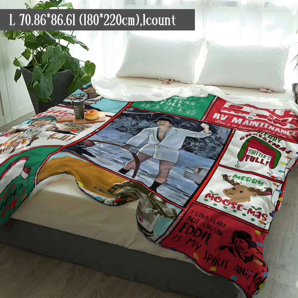Christmas Themed Blanket, 1 Count Soft Air-conditioned Room Throw, Warm Nap Blanket for Home Office Travel Camping