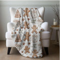Gingerbread Man Printed Flannel Blanket Throw - Cozy, Gentle Soft Boho Home Decor for Christmas, Ideal Gift for Family, Perfect for Hot Cocoa Moments, Cozy Blanket