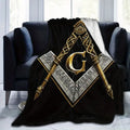 Unisex Masonic Master Mason Flannel Throw Blanket - 60×80in Full Cover, 280g Heavyweight Plush, All-Seeing Eye Art, Masonic Symbols Print, Soft Cozy, Machine Washable, Contemporary All-Season Aesthetic Blanket, Symbolic Gift for Bed, Couch
