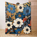Vintage Flower Pattern Floral Print Blanket, 1 Count Soft Comfortable Warm Nap Throw Blanket, Cool Bedroom Bedding Blankets for Home Office Camping Dormitory