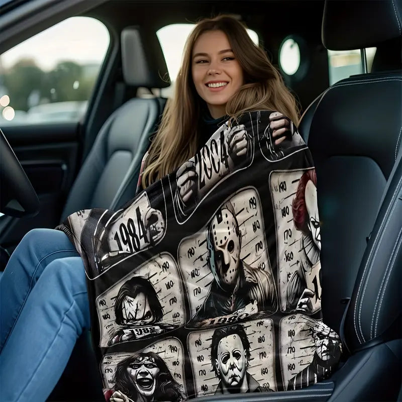 [Summer Sale Deals] Horror movie throw blanket is soft and cozy, perfect for home office or picnic decoration for Halloween