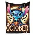 Disney Lilo & Stitch Graphic Halloween Throw Blanket - Witch Halloween Print Flannel Fleece, Ultra-Soft Spooky Blanket, Whimsical Home Decor, Multi-Purpose Holiday Gift for Home/Office