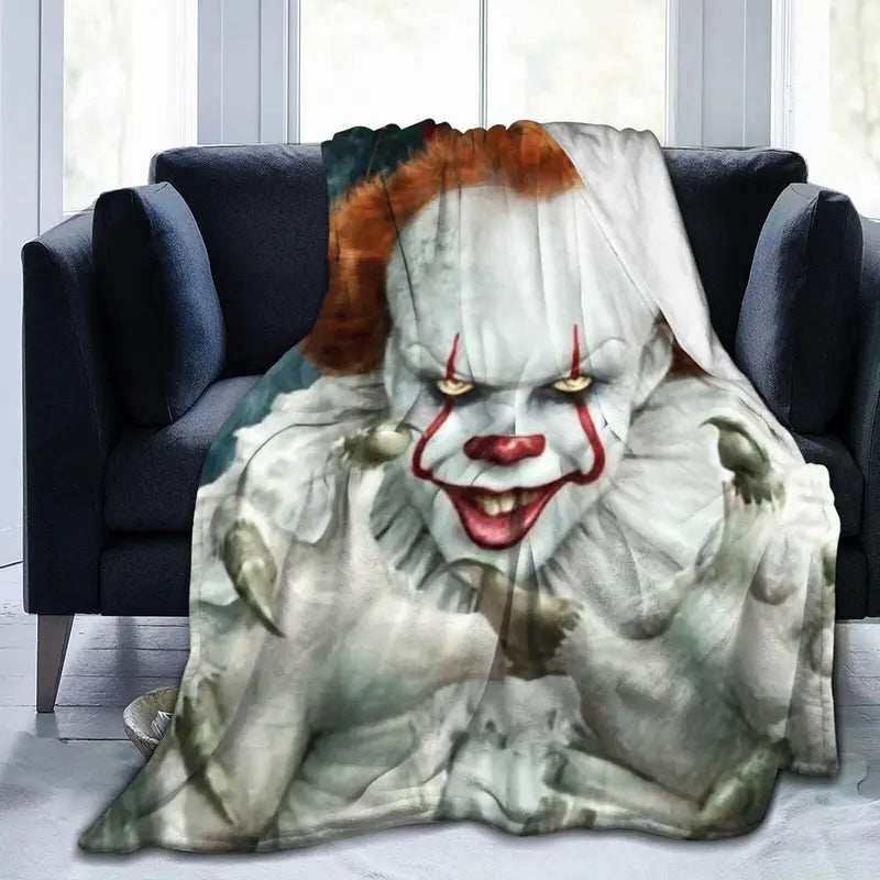 Clown Horror Luxury Throw Blanket Warm Soft Flannel Bed Blanket for Living Room Sofa Bedroom Decor Young Adults Men Women Boy Girl Gift Gifts