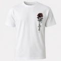 Men's Rose Print Cotton Blend Crew Neck Casual Short-Sleeve T-Shirt - Quick-Drying Loose-Fit Menswear Summer Casual T-Shirts, Everyday Basics, Machine Washable
