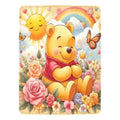Disney Winnie the Pooh Sunshine & Floral Garden Fleece Throw Blanket, Christmas Holiday Present Bedding