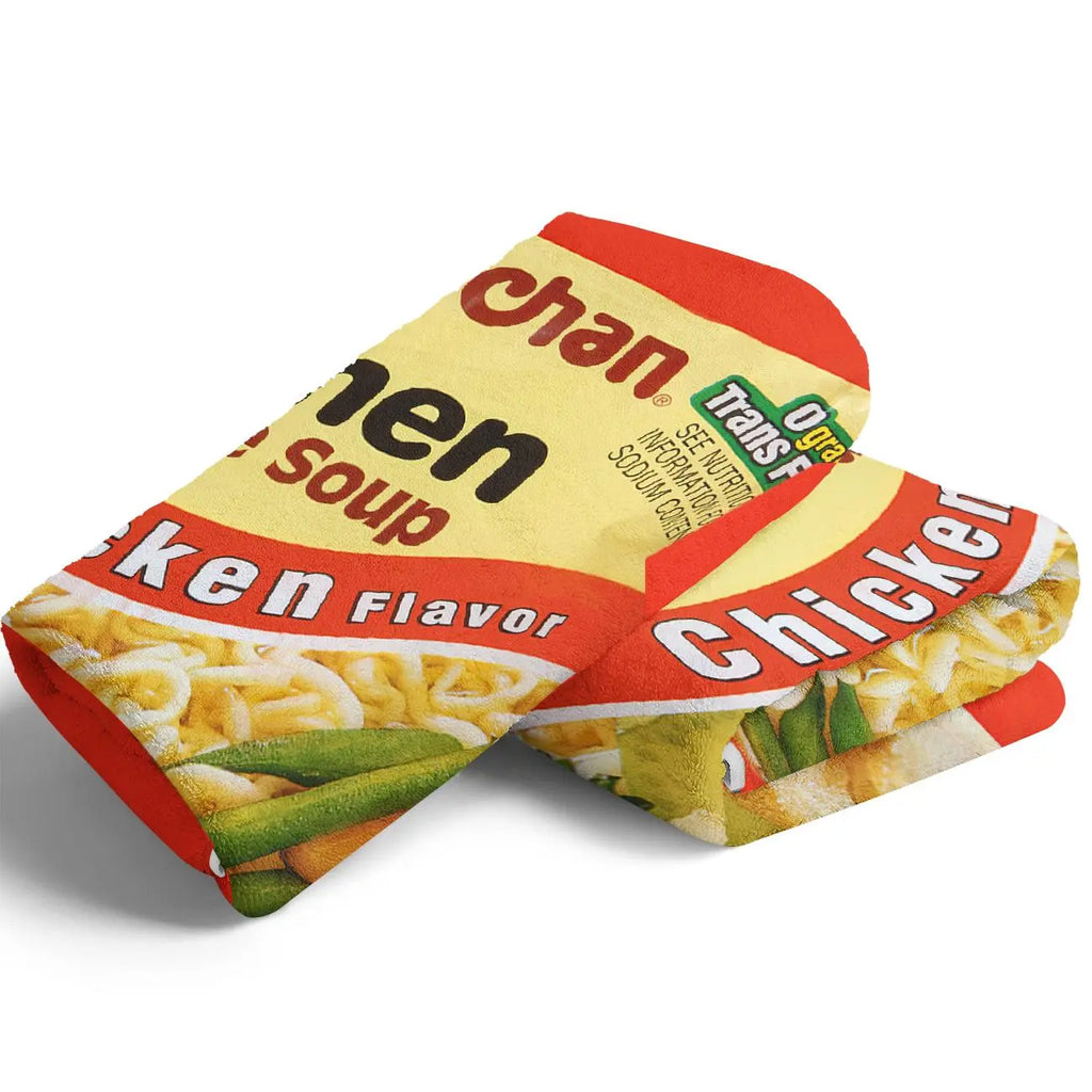 Chicken Noodle Pattern Graphic Throw Blanket, Ramen Blanket, Soft Comfortable Warm Decorative Home Decor for Office, School, Dormitory & Camping