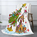 Christmas Cartoon Movie Flannel Blanket – Cozy Holiday Throw with Cute Dog & Tree Design, Gift for Adults Boys Girls, Ideal for Sofa, Office, and Car Home Decor & Winter