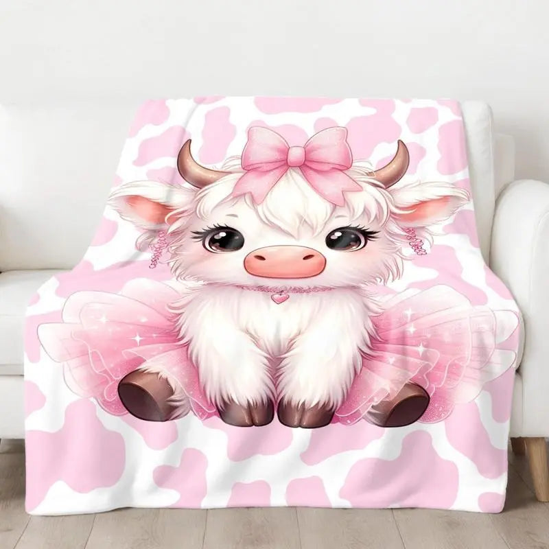 Soft Funny Throw Blanket Vivid Playful Cartoon Cow Print Cozy Flannel Blanket  Soft Funny Throw Blanket Cozy Lightweight Plush Portable Cover Blanket For Sofa,Warm Gift For Birthday,Christmas,Multiple Blankets