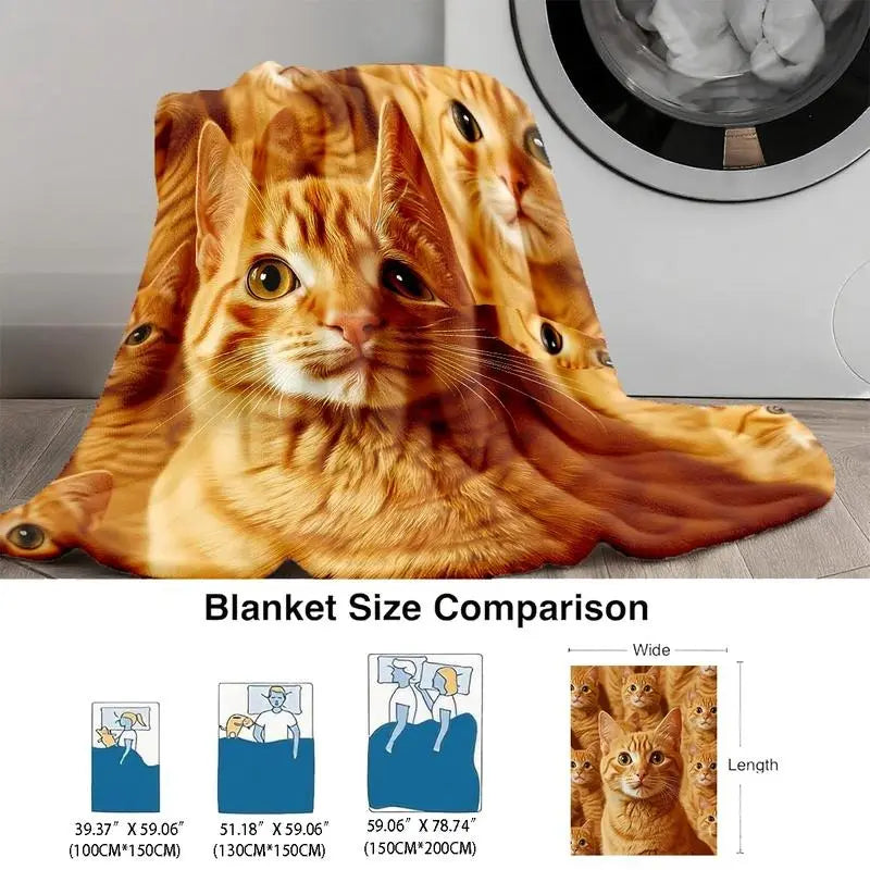 Cute Cat Flannel Couple Blanket Soft Funny Throw Blanket Cozy Lightweight Plush Portable Cover Blanket For Sofa,Warm Gift For Birthday,Christmas,Multiple Blankets