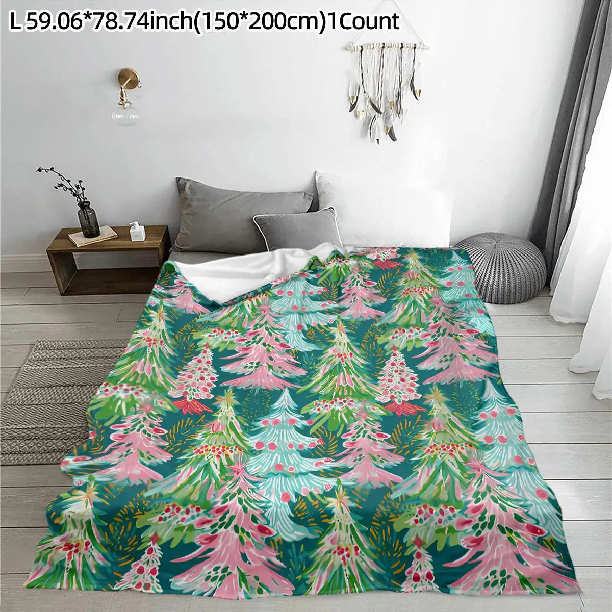 Christmas Tree Pattern Blanket, Soft Warm Throw Blanket, Air-conditioned Room Blanket, Warm Nap Blanket for Home Office Travel Camping, Cozy Blanket Throw