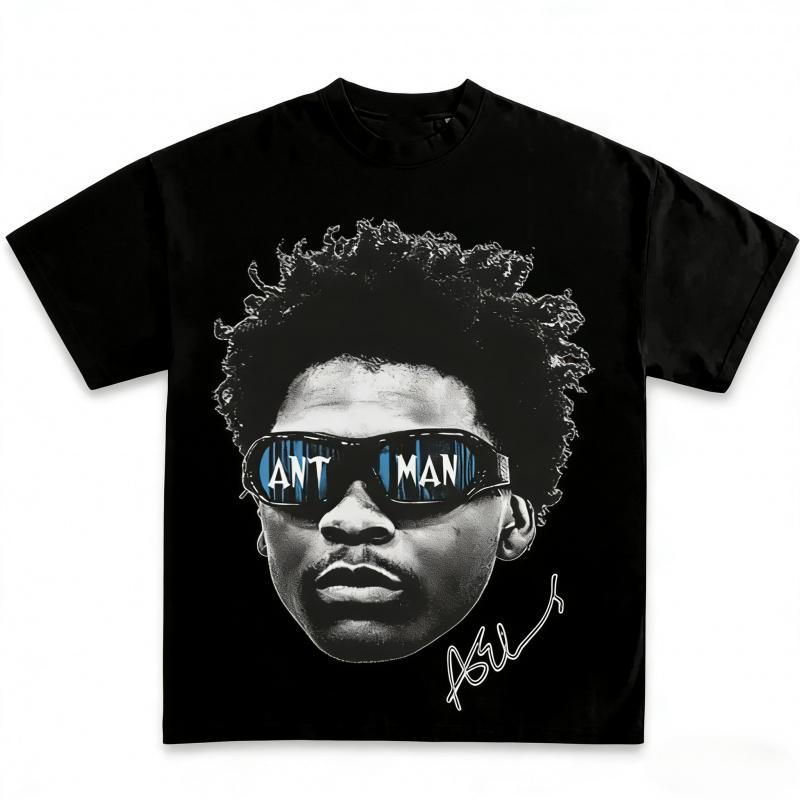 Anthony Edwards Bold Graphic Unisex Soft Cotton T-Shirt - Short-Sleeve Classic Crew Neck, Slim-Fit Cut, Comfortable Gym & Casual Everyday Basketball Themed Pullover, Graphic Tops, Customizable Clothes