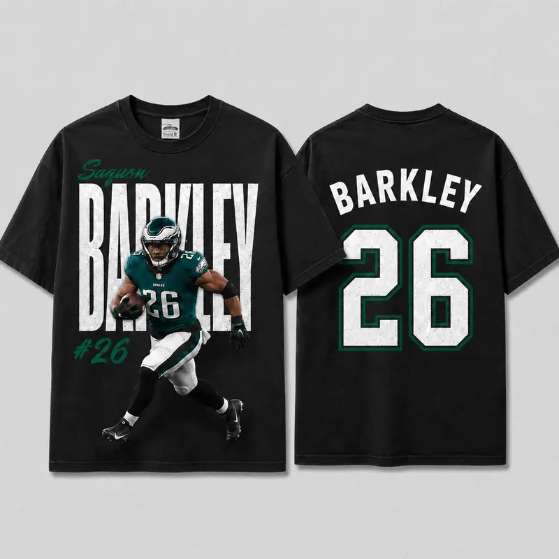 vacancy,design,fashionable,sport,casual,cotton,Saquon Barkley 26 Vintage Washed T-Shirt, Football Graphic Tee, Eagles Game Day Shirt, Game Day Fan Gift, Merch Outfit, Gift For Dad, Gift For Boyfriend, Retro Football Tee