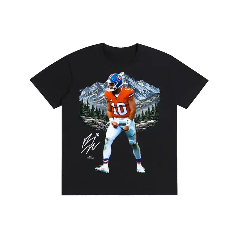 Men's 90's Look Casual Round Neck Shortsleeve Customized Bo Nix Graphic Tee - All-Season Menswear, Male Fit