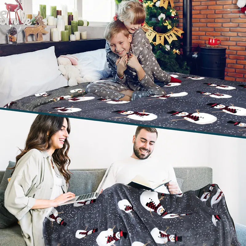 PAVILIA Christmas Holiday Throw Blanket, Xmas Season Fleece Blanket, Soft, Plush, Warm Winter Cabin Throw