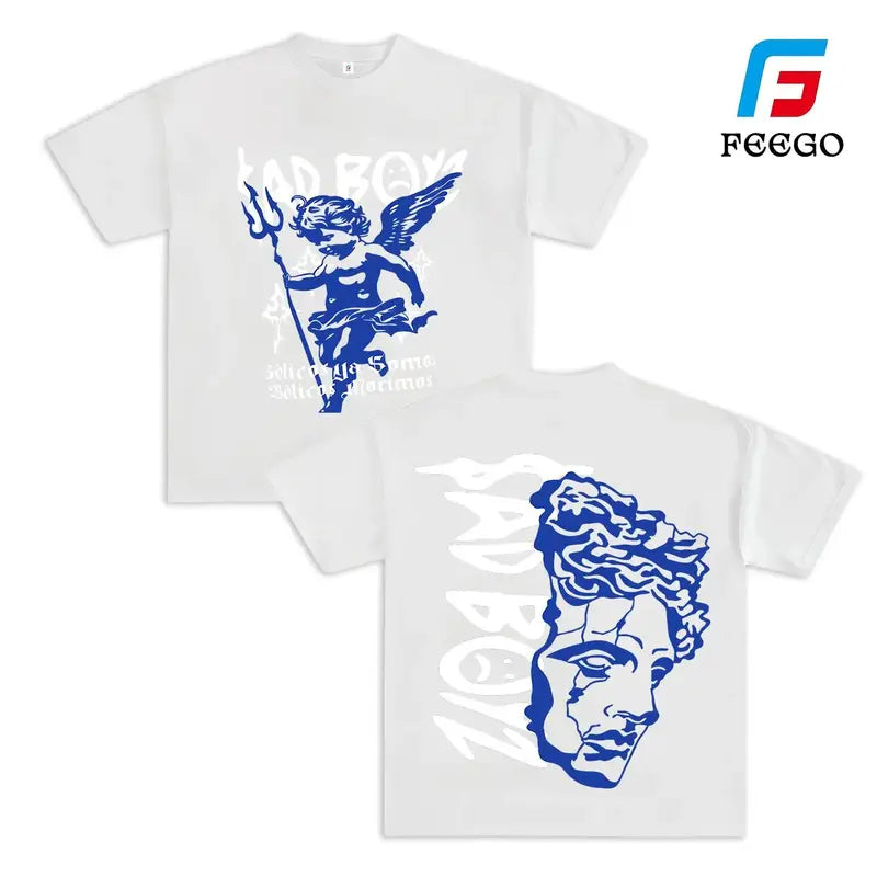 Men's Customized Loose Sad Boyz Junior H Graphic Short-Sleeve T-Shirt, Vintage Hip Hop Rap Crew Neck Streetwear, Unisex Casual Fan Gift Merch