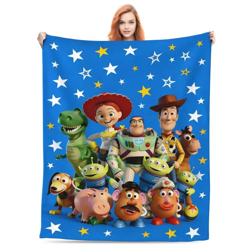Disney 2026 New Toy Story Newspaper Breakthrough Graphic Blanket - Ultra-Soft Fluffy Fleece Decorative Cartoon Character Print Throw Blanket with Woody & Buzz Design for Home, Travel (Holiday Gift), Decorative Blankets