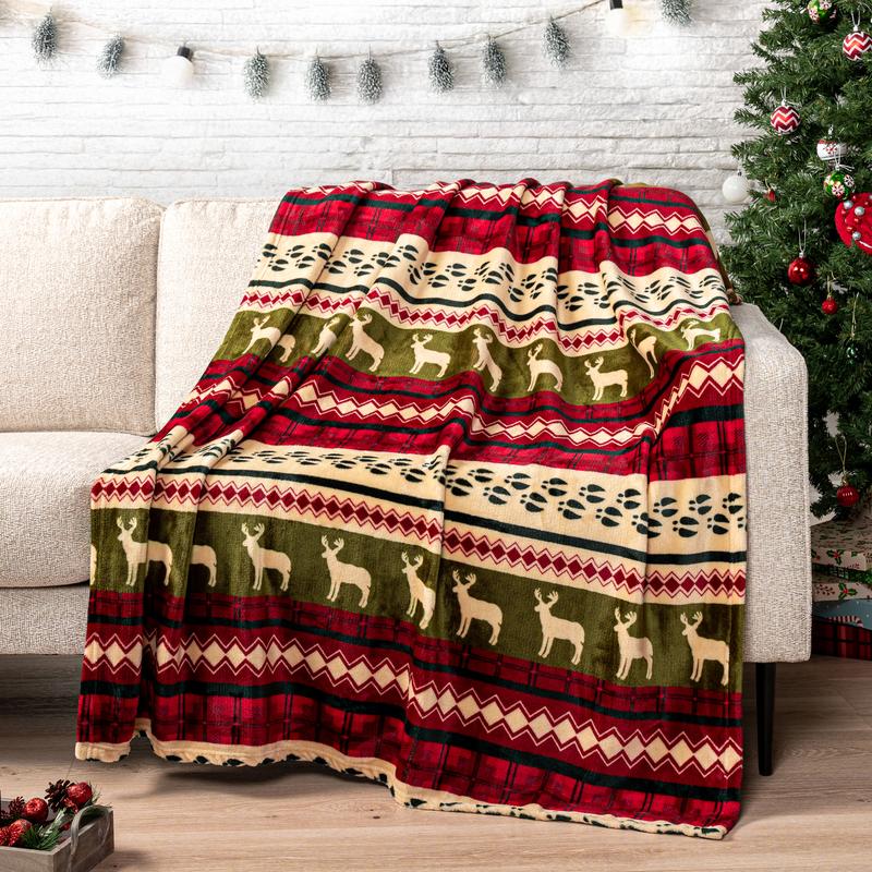PAVILIA Christmas Holiday Throw Blanket, Xmas Season Fleece Blanket, Soft, Plush, Warm Winter Cabin Throw