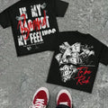 Men's Oversized Black Graphic T-Shirt, Casual Customized Y2K Streetwear Tee with Hustle Money Print, Bold Statement 'To Be Rich' Top for Hip-Hop Night Out, Graphic Tees Apparel