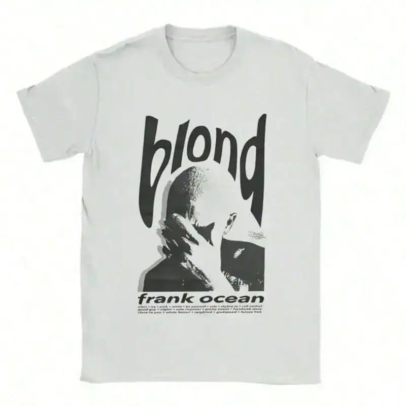 Men's 2026 Casual Fashion Tee - Frank Ocean Printed Art, Rapper Mardi Gras Ocean Print, Short Sleeve Round Neck Pullover, Customized, Machine Washable, Matching Top, Summer Outfit, Regular Fit