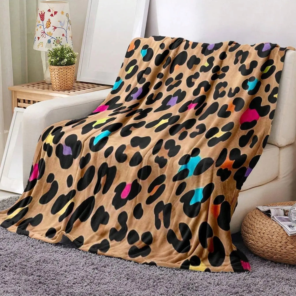 Leopard Print Cozy Chic Blanket, 1 Count Soft Warm Throw Blanket, Air-conditioned Room Blanket, Warm Nap Blanket for Home Office Travel, Blankets for Sofa