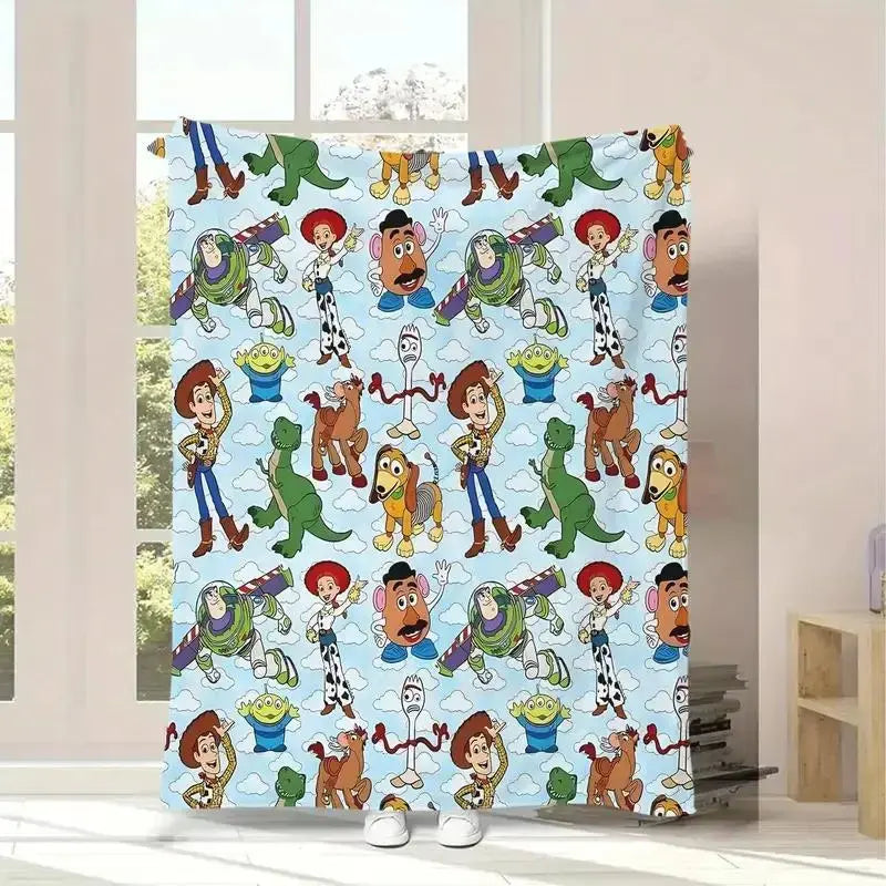 Disney Toy Story Cartoon Theme Warm Throw Blanket - Anti-Fade Character Collage Print, Flannel Weave Soft Fleece, Home Decor for Living Room Sofa/Bed, Christmas Gift, Home Decor Blanket