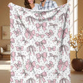 Bow Print Blanket, 1/2/3 Counts Soft Comfortable Throw Blanket, Travel Sofa Bed Blanket, Office Home Decoration, Birthday Gift Blanket