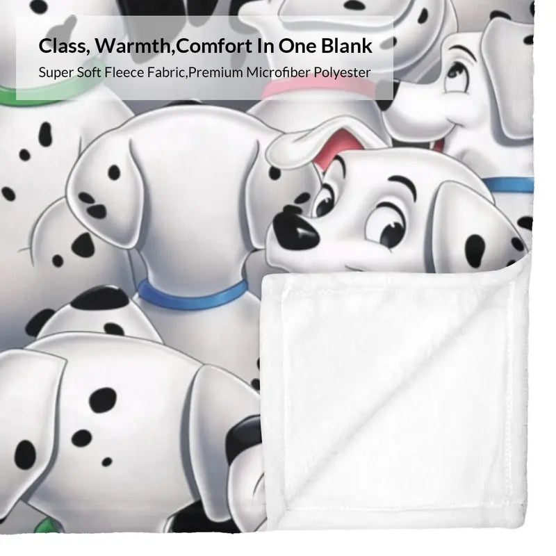 Disney 101 Dalmatians Cotton Blend Fleece Throw Blanket, Anti-Fade Puppy Print, Flannel Fabric, Multi-Size, Soft - Home & Travel Holiday Gift (Bed, Couch), Anti-Fade Print