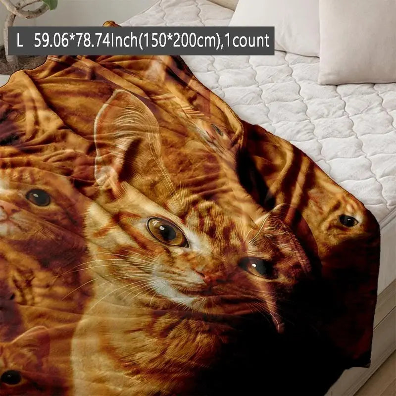 Cute Cat Flannel Couple Blanket Soft Funny Throw Blanket Cozy Lightweight Plush Portable Cover Blanket For Sofa,Warm Gift For Birthday,Christmas,Multiple Blankets