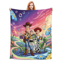 Disney Toy Story Woody and Buzz Cosmic Garden Character-Themed Fleece Throw Blanket, Colorful Anime Bedding for Holiday Gifting & Office Decor, Character-Themed Blanket