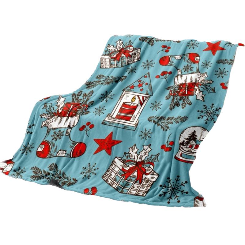 1 Pack Throw Blanket, Blanket, Christmas, Microfiber, Flannel, Lightweight, Soft, Comfortable, 51in x 60in, Washable
