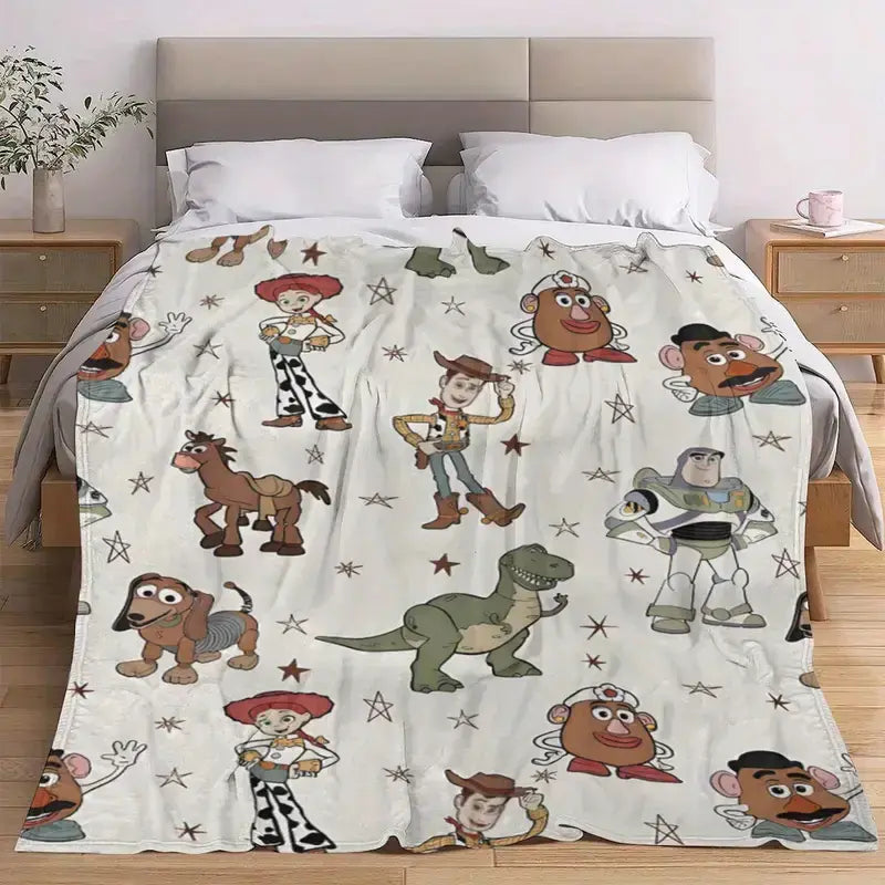 Disney Classic 2026 New Toy Story Character Pattern Fleece Blanket, Woody & Buzz Lightyear Graphic, Soft Throw for Bed, Couch, Holiday Gift,comfrt