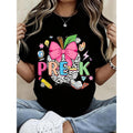 Men's Casual Fit Round Neck Short-Sleeve Customized Streetwear Tshirt - Black Fruit With Pink Bow Print, Basic T Shirt Casual Athleisure Tee for Preschool Teachers (Menswear)