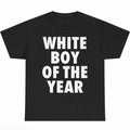 Men's Oversized Shortsleeve Pure Cotton Tshirt - "White Boy Of The Year" All Over Print, Round Neck, Durable Double Stitching, Customized Casual Streetwear Casual Cotton Tee