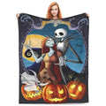 Halloween Pumpkin Heated Throw Blanket - Disney Tim Burton's The Nightmare Before Christmas, Featuring Jack, Sally, Home & Travel Comfort Blanket