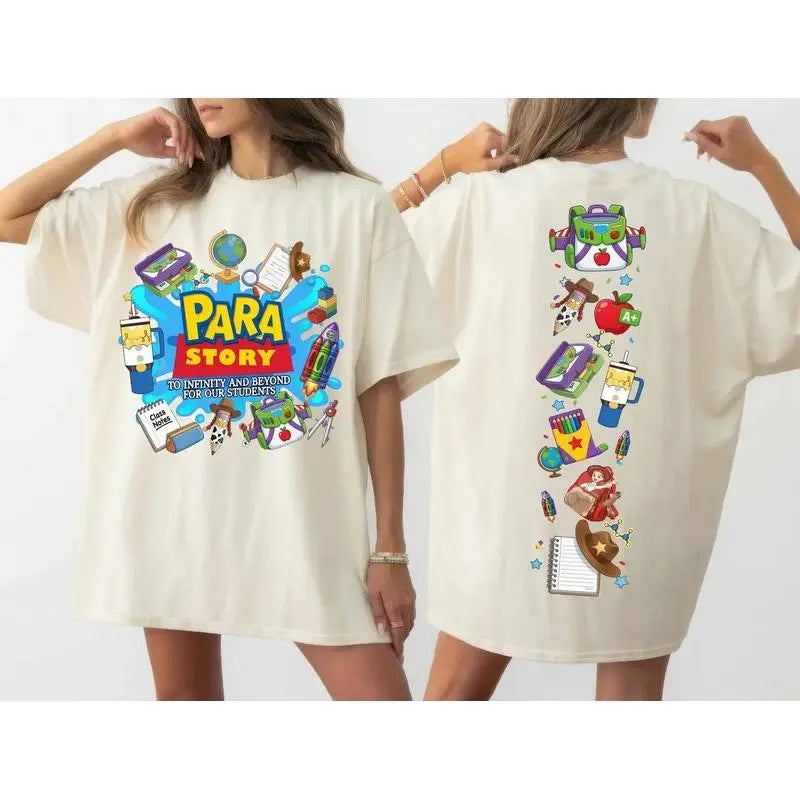 Men's Regular Fit Oversized Breathable Colorful Cute Textured Knit Aesthetic T-Shirt - Paraeducator Tee, Comfortable Infinity Fabric, Graphic Belle Princess Book Design, Everyday Wear, Back to School Gift