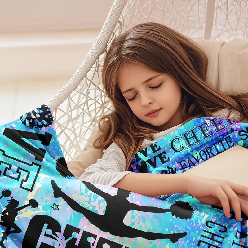 [Back to School] Women's 100% Polyester Breathable Fleece Cheerleading Throw Blanket - 80x60 in Single-Sided Printed, Ideal for Christmas, Valentine, Anniversary Gifts, Home/Beds Holiday Themes, Sohochic