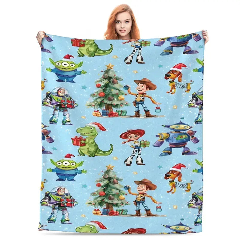 Disney Toy Story Cartoon Theme Warm Throw Blanket - Anti-Fade Character Collage Print, Flannel Weave Soft Fleece, Home Decor for Living Room Sofa/Bed, Christmas Gift, Home Decor Blanket
