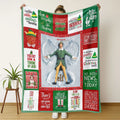 Christmas Elf Print Blanket, Lightweight Cozy Blanket, Soft Flannel Nap Mat for Living Room Bedroom Office School Home Use, Perfect Gift for All Seasons, Soft Blankets, Blanket Gifts