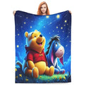 Disney Winnie The Pooh and Eeyore Starry Night Graphic Fleece Throw Blanket - Vintage, Soft, Comfort, Ideal for Home, Travel Gifting,comfrt