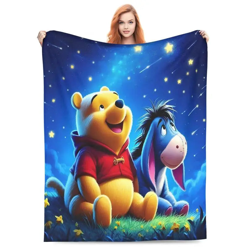 Disney Winnie The Pooh and Eeyore Starry Night Graphic Fleece Throw Blanket - Vintage, Soft, Comfort, Ideal for Home, Travel Gifting,comfrt