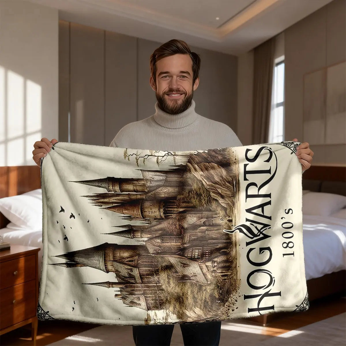 Hogwarts Theme Blanket, Soft Flannel Throw for Harry Potter Fans, Warm and Durable, Perfect Gift for Christmas and Themed Parties, Cozy Blanket for Couch