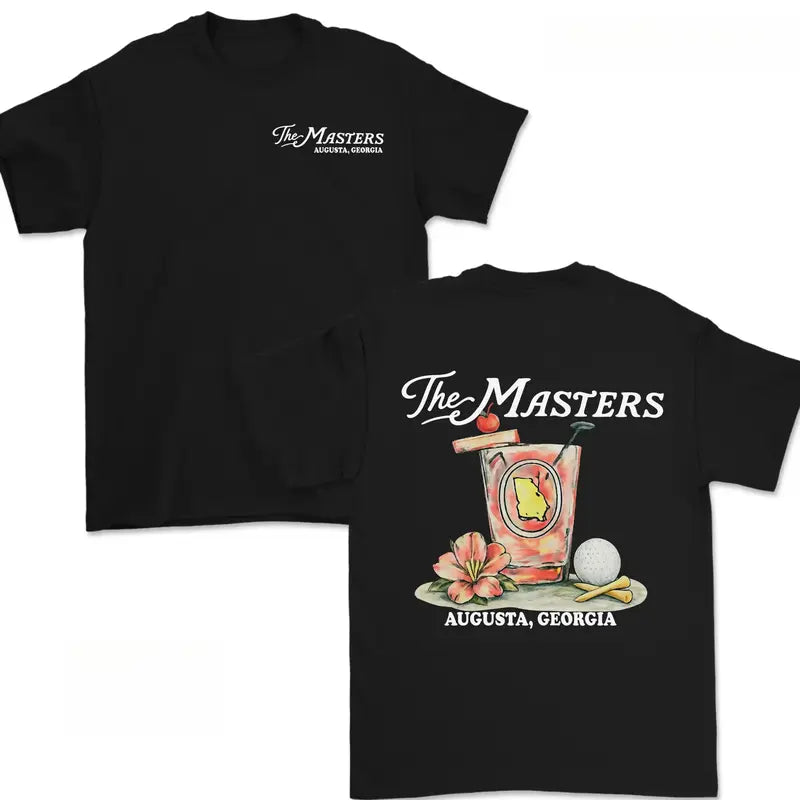 Men's Regular-Fit Soft Cotton Textured Knit Customized Short-Sleeve Round Neck Casual T-Shirt Top - Masters Augusta Georgia Golf Souvenir, Tournament Keepsake Gift, Menswear Clothes, Shortsleeve Golf Course Graphic T-Shirt