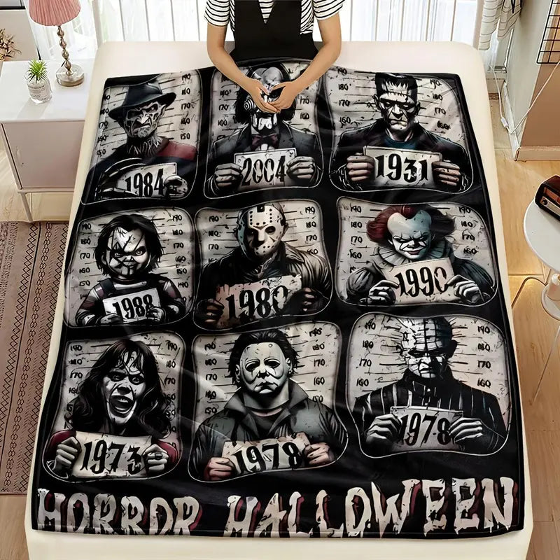 [Summer Sale Deals] Horror movie throw blanket is soft and cozy, perfect for home office or picnic decoration for Halloween