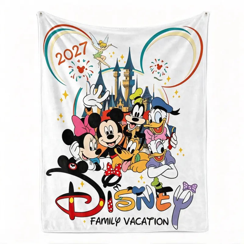 Disney Magic Castle Friends Flannel Fleece Throw Blanket - Anti-Fade Vintage Castle Characters Graphic, Multi-Size Soft Blankets for Bed, Home & Travel, Holiday Gift
