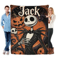 Disney Nightmare Before Christmas Jack Skellington Orange Pumpkin "Jack" Typography Halloween Fleece Throw Blanket, Spooky Season Present & Holiday Bedding