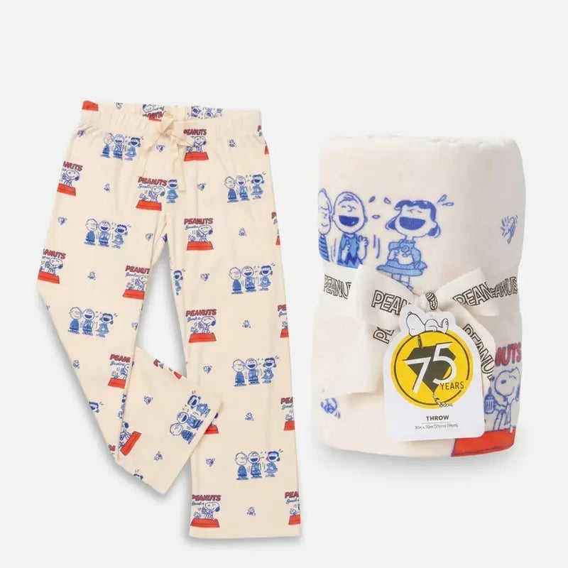 Berkshire Peanuts Snoopy Blanket & Lounge Pants Gift Set, Super Soft VelvetLoft Plush Throw & Cozy Lightweight Pajama Pants, Cute Christmas Holiday Gift for Snoopy Fans